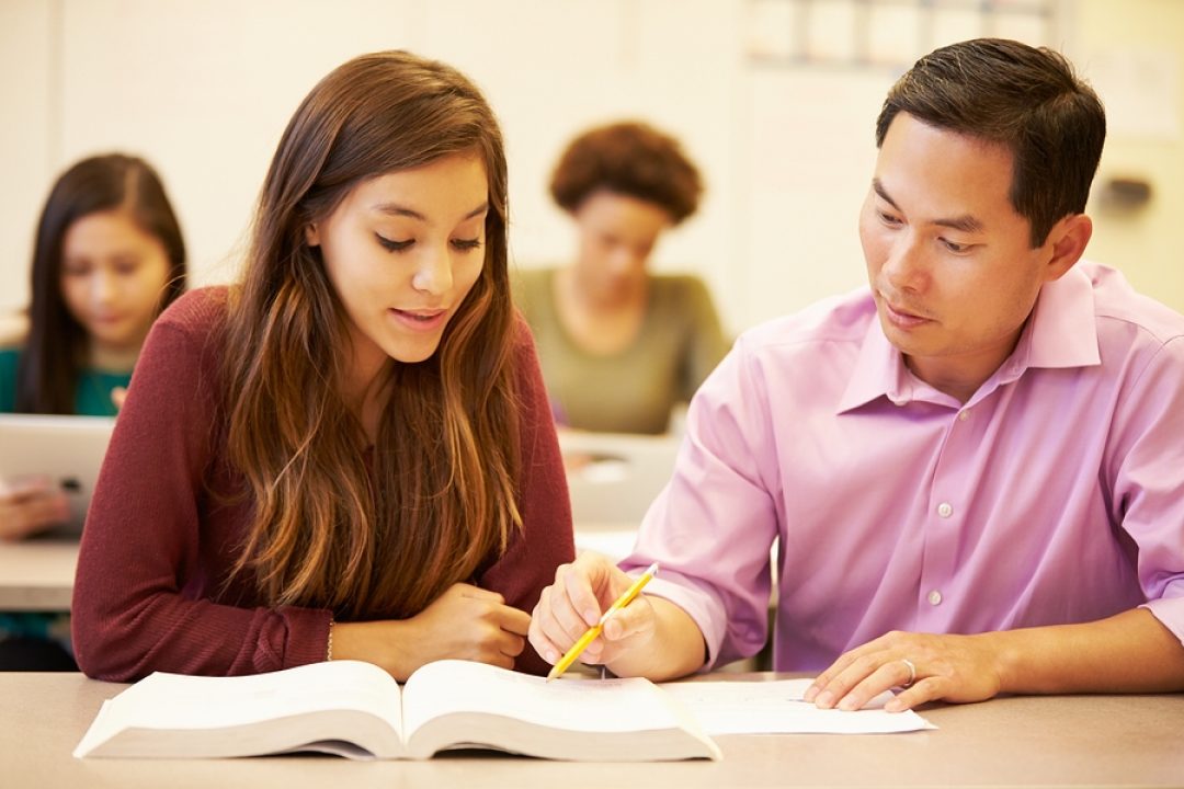 Professor teaching a student