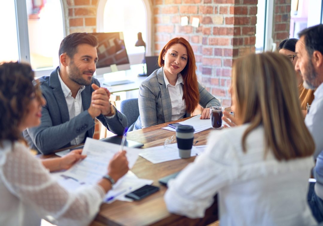 Team meeting around a table